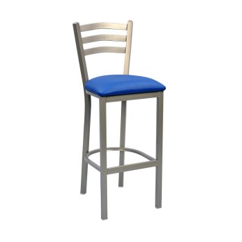 archback commercial barstool with slats and footrail upholstered seat