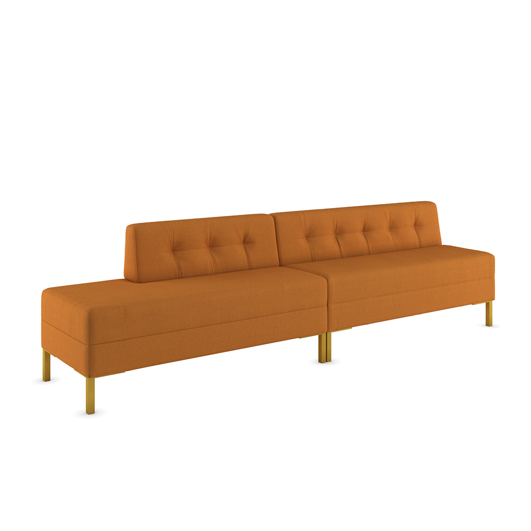 Kensington commercial sofa single-line tufting gold metal legs mid century modern
