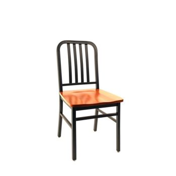 Annapolis commercial metal chair with wood seat