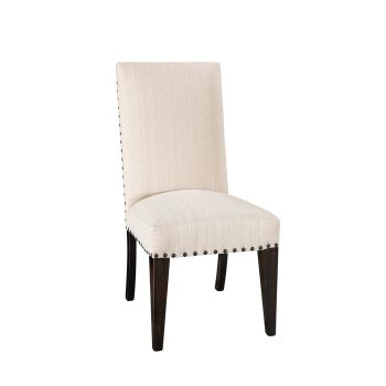 Daley City wood commercial side chair upholstered with nailheads