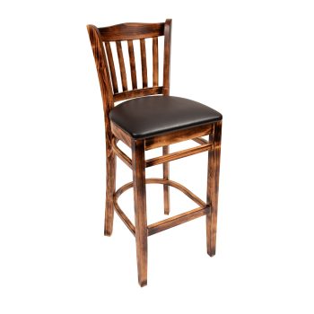 Jailhouse commercial wood barstool with upholstered seat