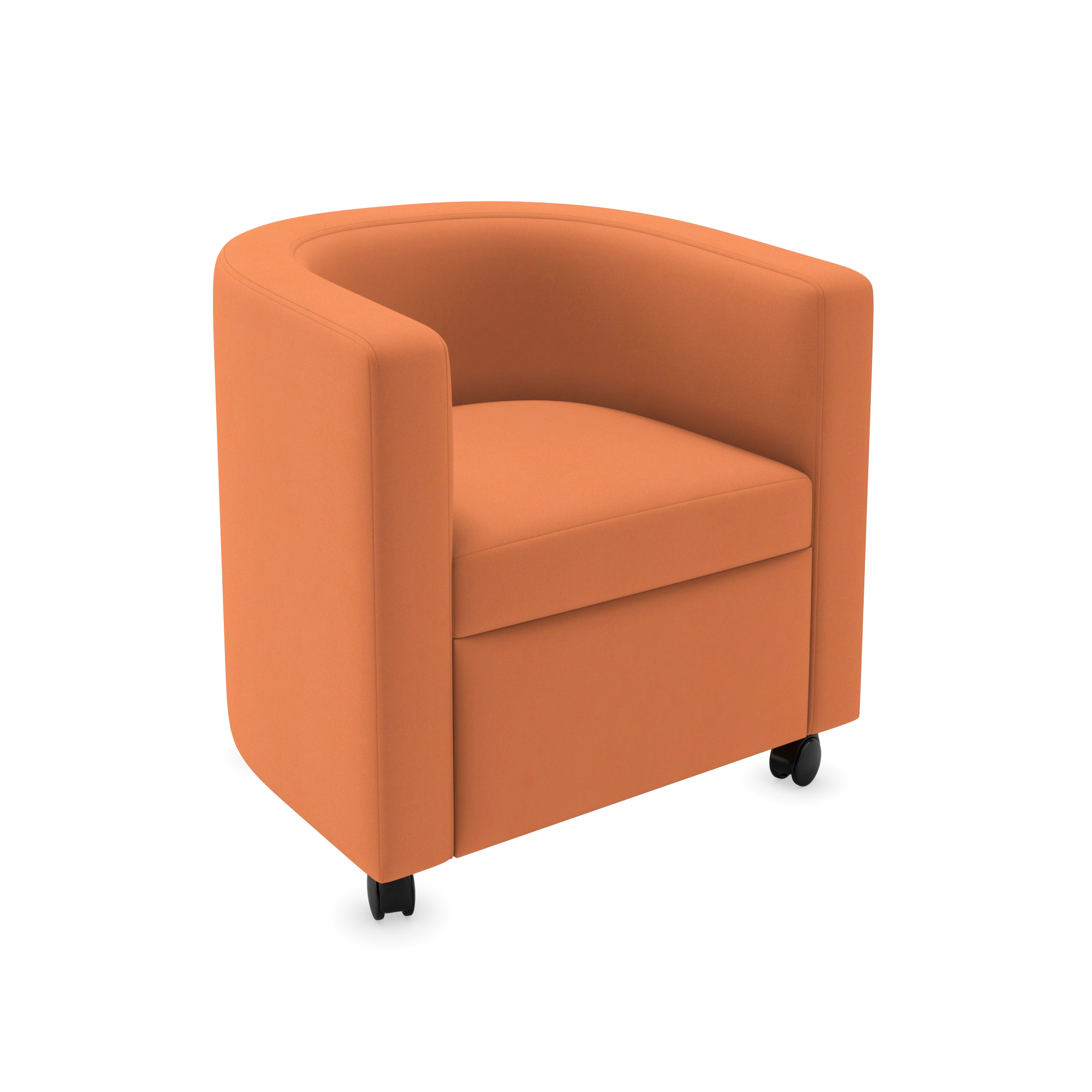 commercial barrel chair with black casters