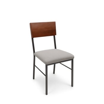 Harrisburg wood and metal commercial chair with upholstered seat