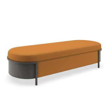 commercial bench with wood veneer and upholstery
