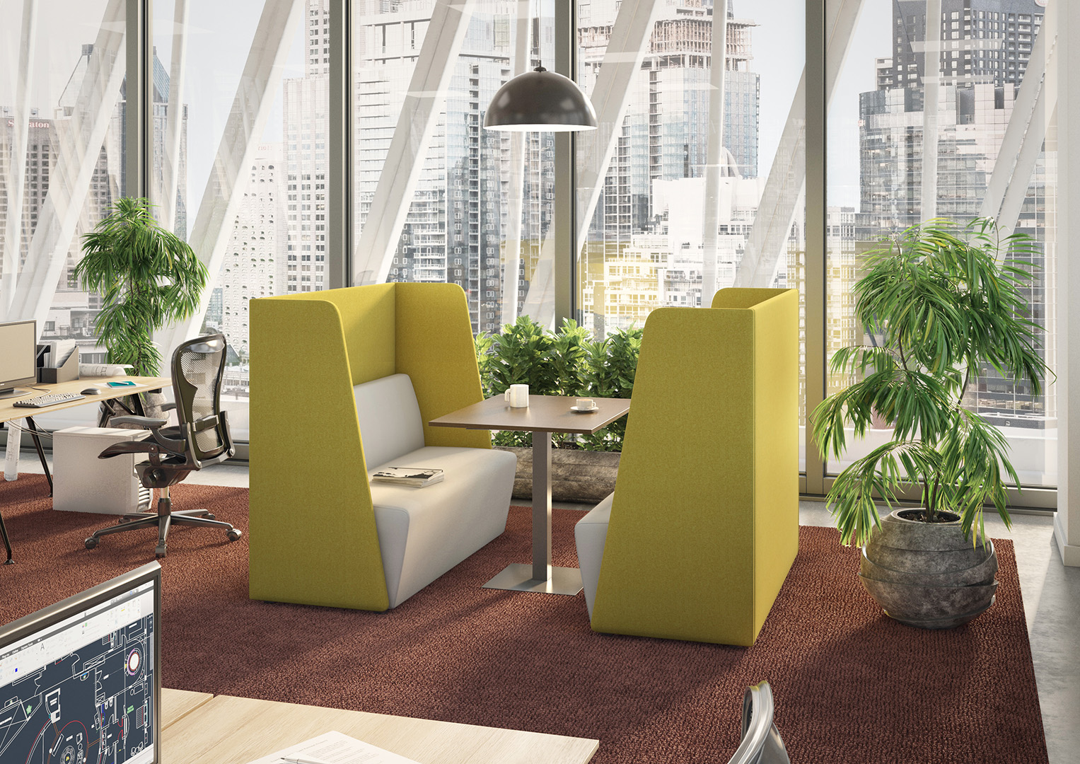 commercial seating pods in office environment