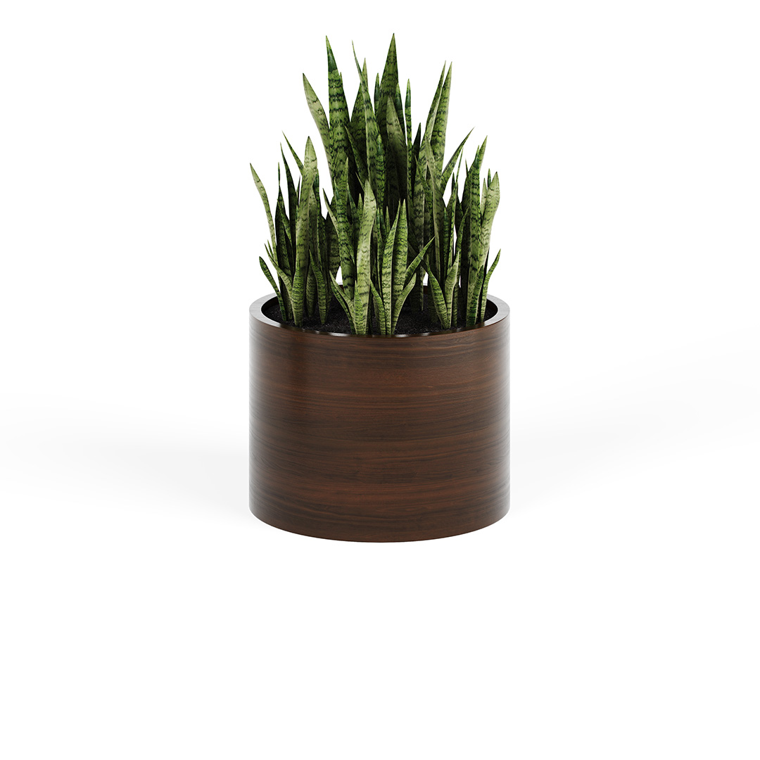 48" round indoor commercial planter with laminate outside