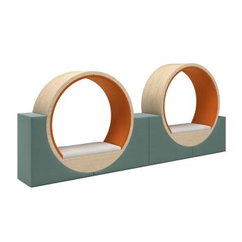 Nest commercial Work Pods circular with upholstered panels