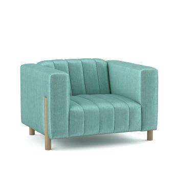 Wilfred commercial Chair vertical channels and wood inset cylinder legs
