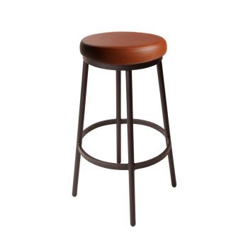 round wood commercial barstool backless with footring and upholstered seat