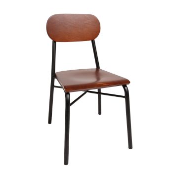 Hazel Chair with metal frame and wooden seat and backrest